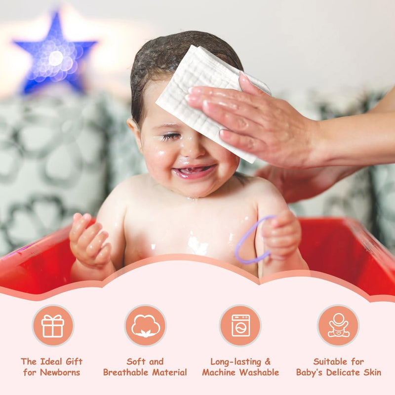 AIDEA Burp Cloths-20"x10", Muslin Burp Cloths for Babies, Highly Absorbent Cotton Burp Cloths, Large Soft Breathable Baby Rags for Boys and Girls, Newborn Essentials, White-10 Pack 20"X10" - BeesActive Australia