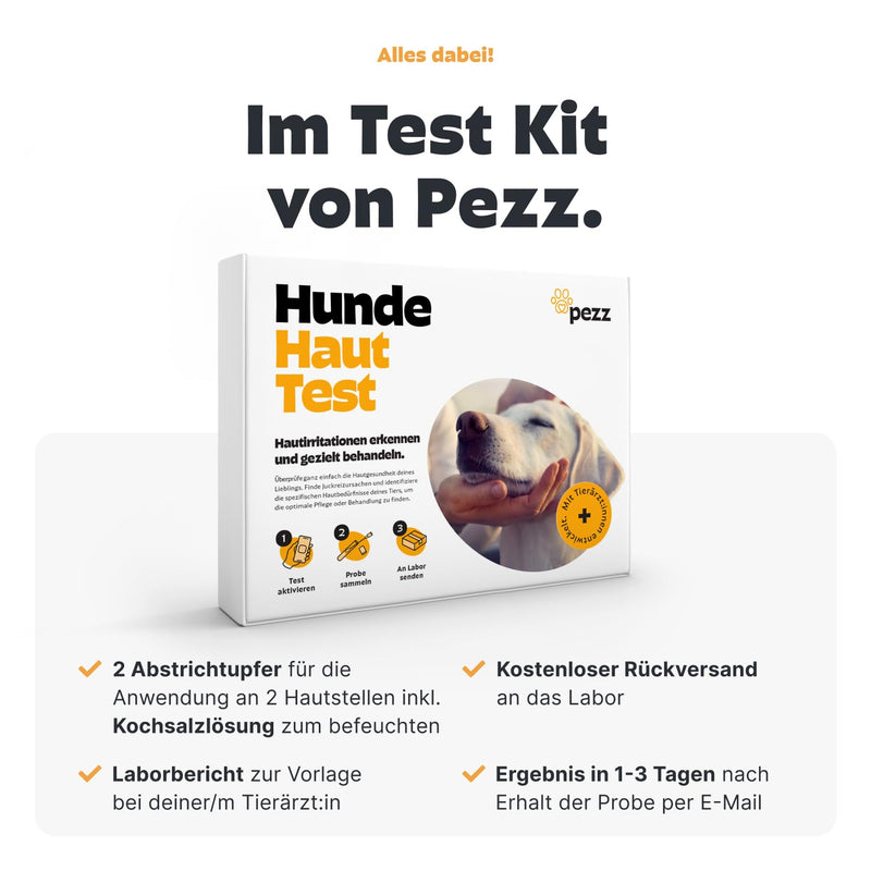 Pezz skin and itch test for dogs for sending in two swab samples | Test for mites, bacteria and yeast at home without any stress Result as a laboratory finding | free laboratory shipping - BeesActive Australia