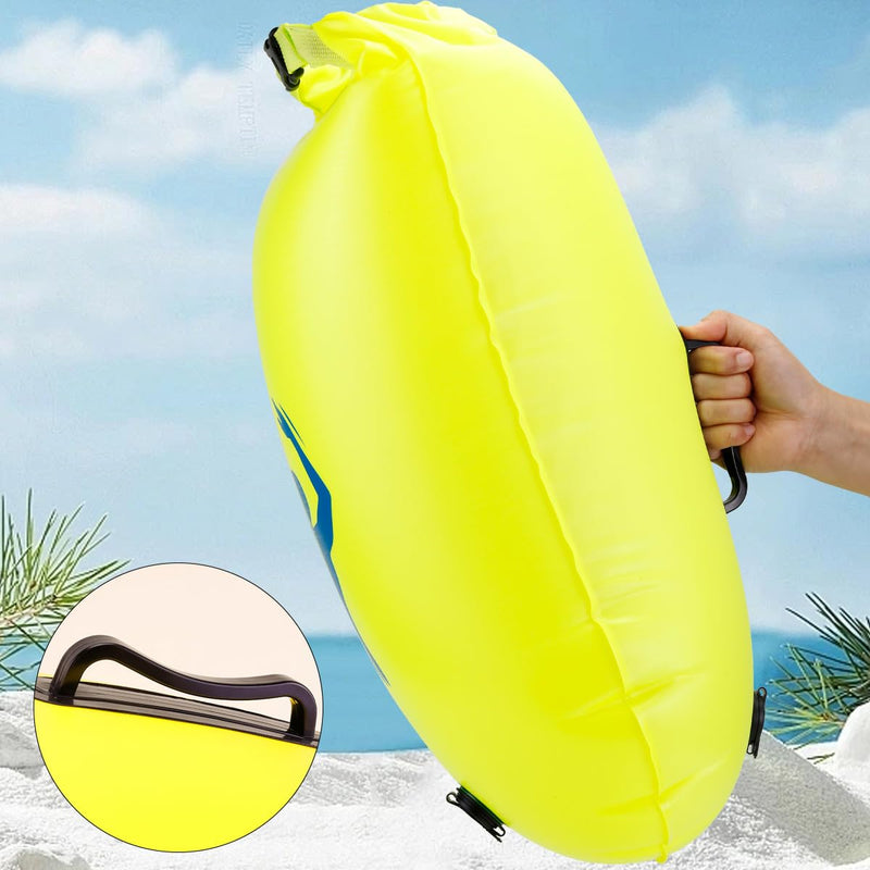 Swim Buoy for Open Water - Swim Safety Float Waterproof Dry Bag Swim Bubble for Swimmers and Triathletes, Swimming Buoy for Safer Swim Training, Snorkeling, Kayaking Yellow