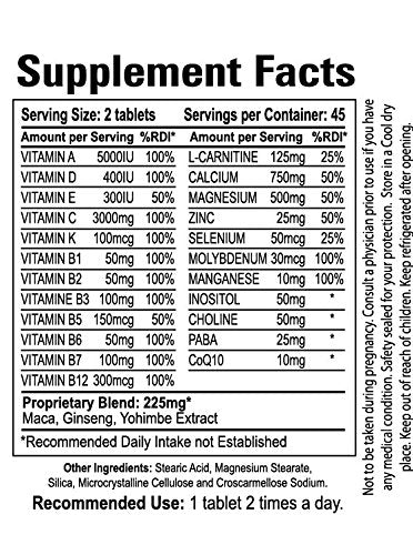 Ultra Man - Multi-Vitamins 90 Tablets - Premium Performance Formula 100% Natural - Multivitamins for Man - Dietary Supplement