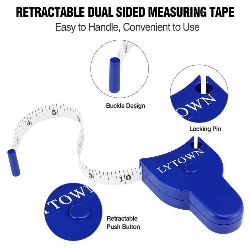 2PCS Body Measure Tape 60inch (150cm), Automatic Telescopic Tape Measure for Body Measurement & Weight Loss, Accurate Tape Measure for Tailor, Sewing, Fitness, Handcrafts, Clothes Blue - BeesActive Australia