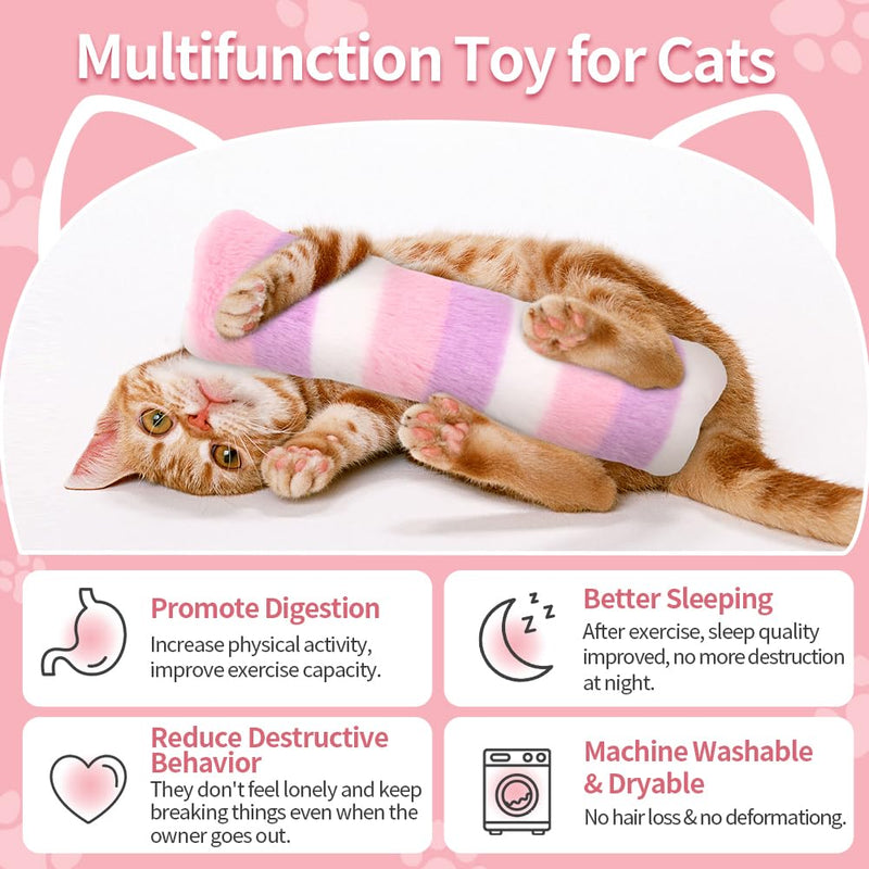 Catnip Toys, Interactive Cat Toys for Indoor Cats, 3 Pack Cat Pillows/Animal Tail, Rainbow Colors, 9.5 Inches - BeesActive Australia