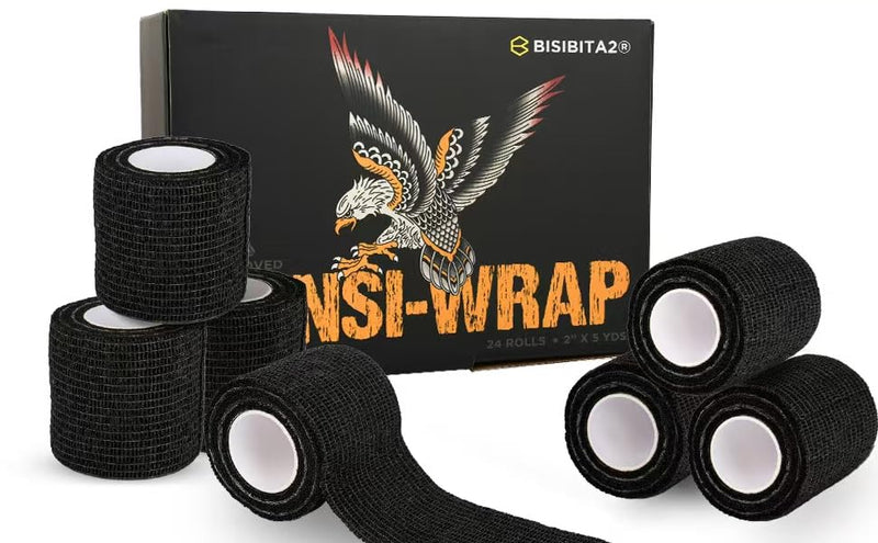 Sensi Wrap Grip Cover Sports Self Bandage Wrap Rolls 2-inch x 5-yards 24pcs (Black) Black - BeesActive Australia