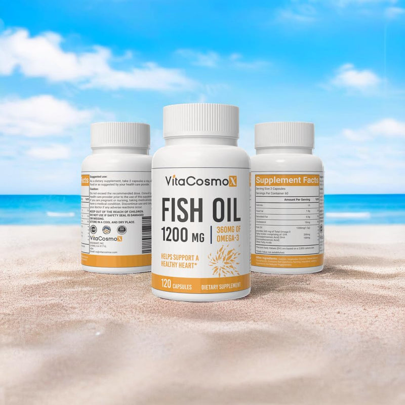 Omega-3 Fish Oil 1560mg, Triple Strength EPA & DHA, 120 Softgels - 60 Servings, Gluten Free, Non-GMO, and Vegetarian Friendly