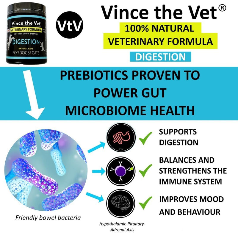 Natural Digestion Prebiotic Powder for Cats & Dogs (600g), Human Grade Veterinary Formula For Health Gut , Bloating, Stool Formation, Healthy Bowel Movements 600g