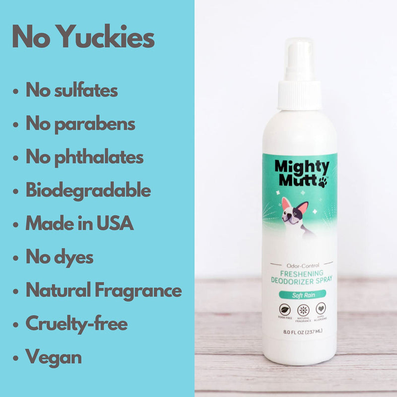Mighty Mutt Natural Deodorizing Dog Spray | Odor Control and Freshening | Dog Spray for Smelly Dogs | Hypoallergenic, Calming and Moisturizing | Soft Rain, 8oz - BeesActive Australia