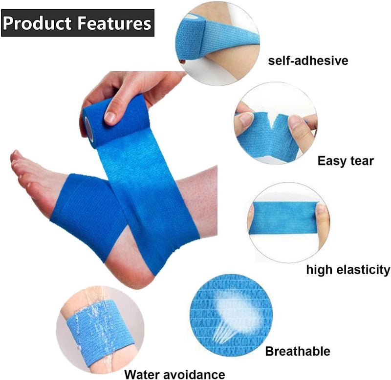 ANAMPION 8 Pack Self Adhesive Bandage Wrap Vet Wrap 2 Inch x 5 Yards Non-Woven Breathable Elastic Self-Adherent Tape for Stretch Athletic, Sports, Wrist, Ankle (Mix) 2IN Mix-8 - BeesActive Australia