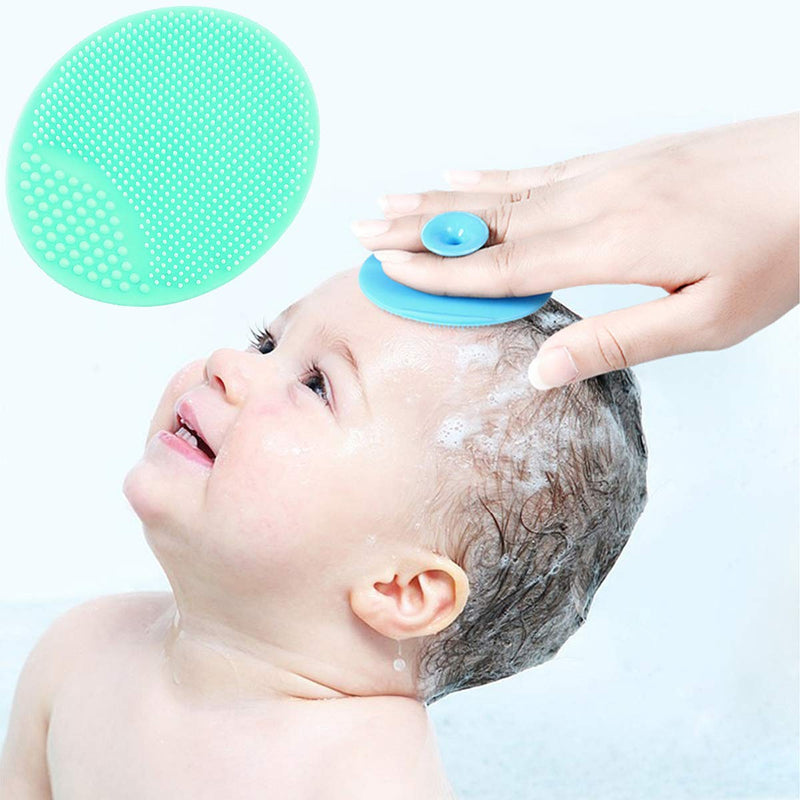 Baby Bath Silicone Cradle Cap Brush/Exfoliating and Massaging Brush/Soft Kids Washcloth (Green + Rose Red) Green + Rose Red - BeesActive Australia