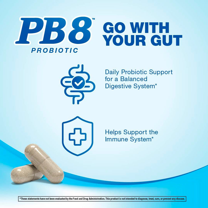PB8 Probiotic | 15 Billion CFU | 60 Capsules | 10+ Probiotic Strains | for Women and Men | Gluten, Soy, and Milk Free Supplement Natural 60 Count (Pack of 1)