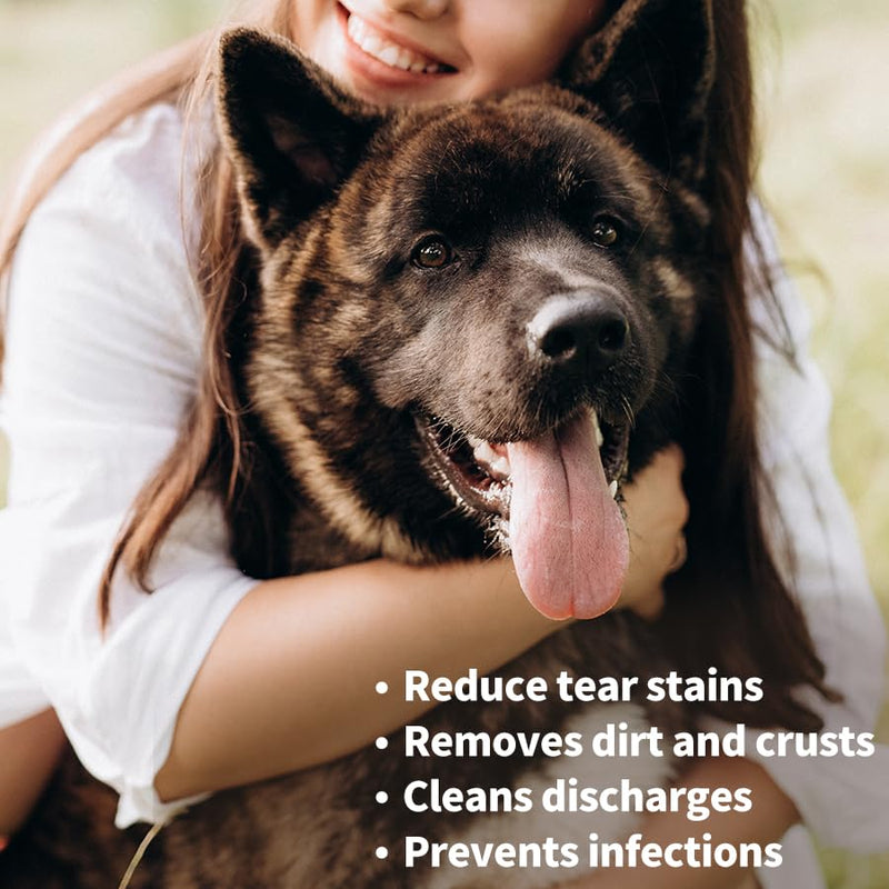 Eyes Wipes for Dogs & Cats - Gently Remove Tear Stain, Eye Debris, Discharge, Mucus Secretions - Coconut Oil Pet Cleaning Grooming Deodorizing Wipes for Eyes, Wrinkle, Face - 100pcs - BeesActive Australia