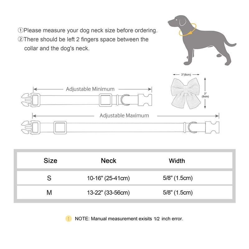 Beirui Girl Dog Collar with Bowtie, Adjustable Cute Dog Collar for Wedding and Holiday, Soft Dog Collar for Medium Dogs, Pink M - BeesActive Australia