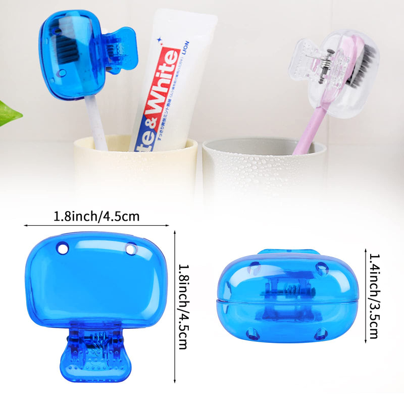 6 Pack Toothbrush Covers Portable Toothbrush Protector Coverings Clips Toothbrush Storage Head Cover Cap for Kids Bathroom Home Travel Toothbrush Case Blue, Red, Gray, Green, Clear - BeesActive Australia