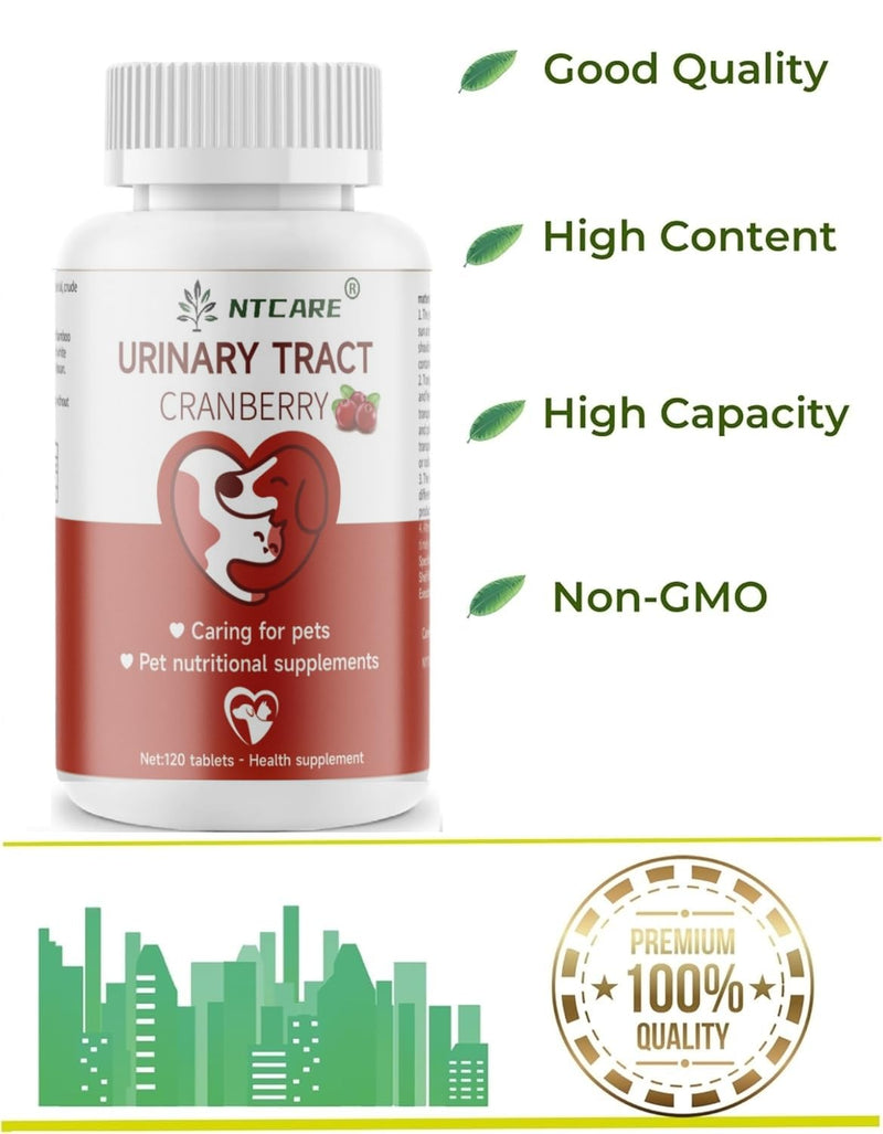 Cranberry for Dogs - Urinary Tract Support, Bladder Health, Dog UTI, Bladder Stones, Incontinence Support, Cranberry for Dogs and Cats, 120 Tablets