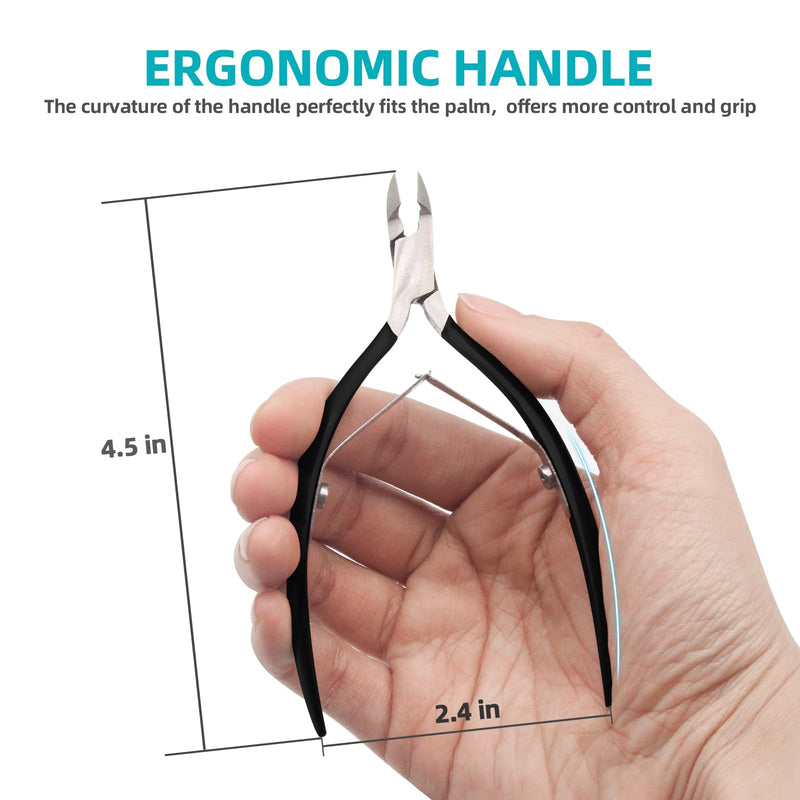 Cuticle Trimmer with Cuticle Pusher, RONAVO Cuticle Remover Stainless Steel Professional Cuticle Nipper, Durable Pedicure Manicure Tools (Matte Black) Matte Black