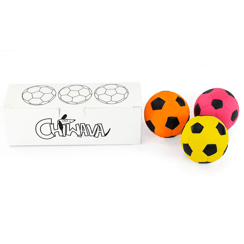 CHIWAVA 3PCS 2.7'' Squeak Latex Dog Toy Football Chew Fetch Throw Ball for Medium Dogs Interactive Play 2.7" Medium Dogs 3 Pack - BeesActive Australia
