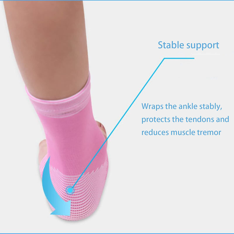 1 Pair Kids Compression Sleeves Foot Arch Support,Kids Children Ankle Brace,Plantar Fasciitis Sock for sprained ankle or sports (Pink) Pink