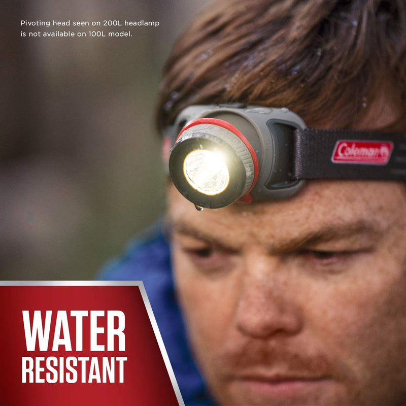 Coleman LED Headlamp with BatteryGuard Technology, Water-Resistant Headlamp with 4 Light Modes 100 Lumens