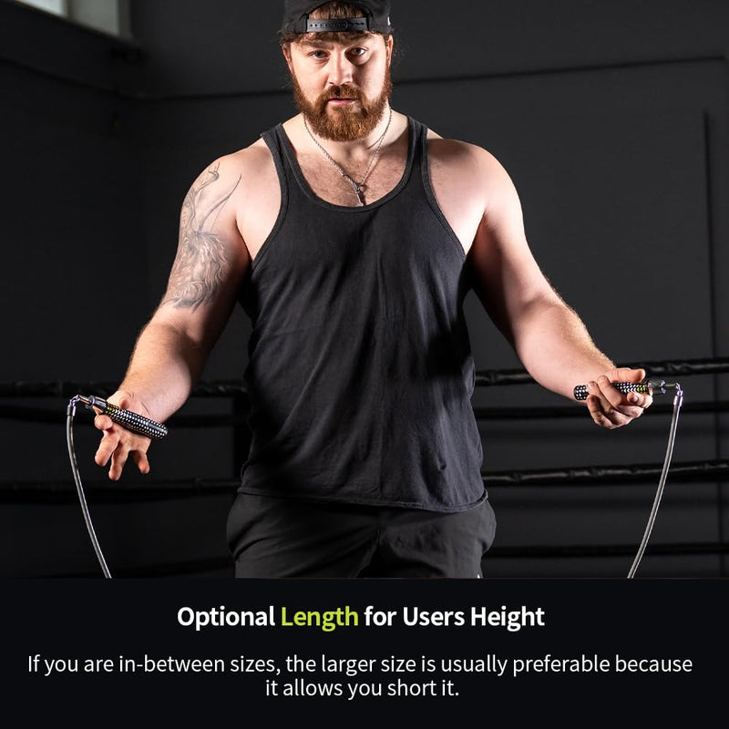 Hererope Weighted Jump Ropes for Men & Women, 1/2 LB Jump Rope Weighted With Ball-bearing, No-Slip Grip, Durable Steel Cable, Heavy Jump Rope Designed for Fitness, High-Intensity Strength Workouts, crossfit Grey Medium - 8'4 (User Height 5'4.5" - 5'7")