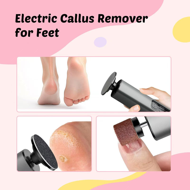 Electric Foot Callus Remover, 9-Speed for Dead Skin, Aluminum Alloy, Nano Glass Disc, Type-C Rechargeable, Replacement Discs, Storage Case – Spa Pedicure, Relaxing Self-Care (Gunmetal) Gunmetal（professional Edition） - BeesActive Australia