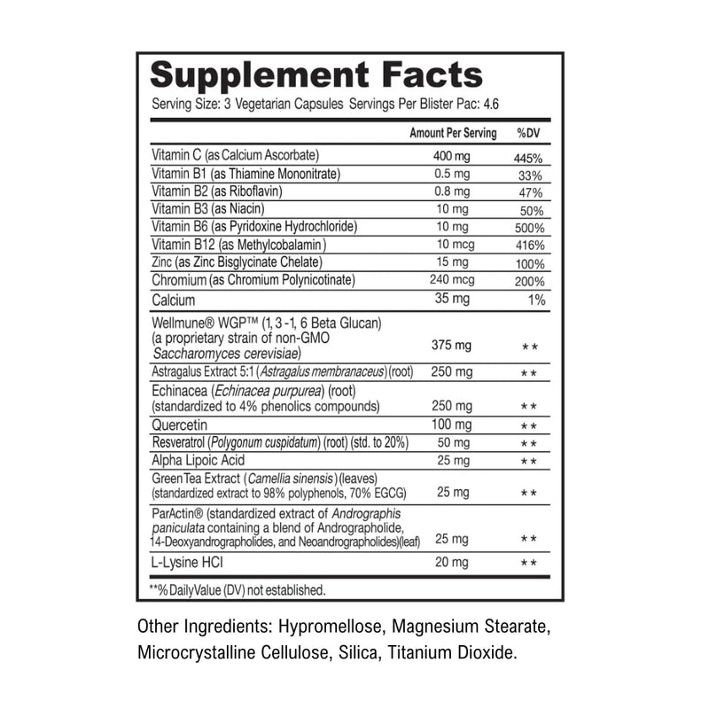 ScimeraMD® Scimune Immune Support Supplement with Zinc, Quercetin, Vitamin C, Echinacea & Wellmune® Beta Glucan, 14 Capsules 14 Count (Pack of 1)