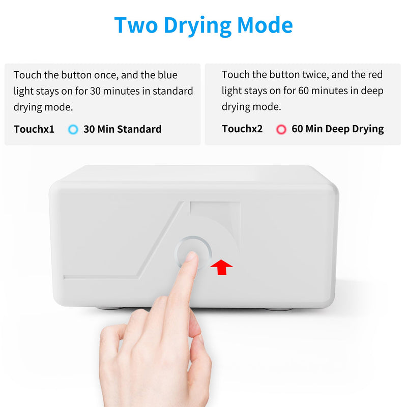Hearing Aid Dryer, World's Fastest Dehumidifier for Hearing Aids Amplifier, UV-C Ultraviolet Light Cleaner Box, 30-min Quick Dry Ultra-Silent Portable for Seniors Adults
