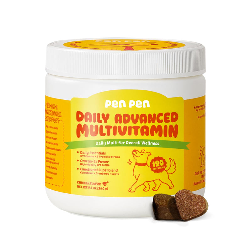 PENPEN Dog Vitamins and Supplements, Chewable Multivitamin for Dogs with Glucosamine, Omega-3, Probiotics – Supports Hip & Joint, Digestion & Immunity – All-in-One for Senior & Puppy (Chicken, 120ct)