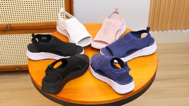 Womens Comfortable Orthopedic Sandals Arch Support Ladies Walking Sport Athletic Sandals Open Toe Slip On Plantar Fasciitis Platform Dress Sandal 2 Inches Heel 9 Black