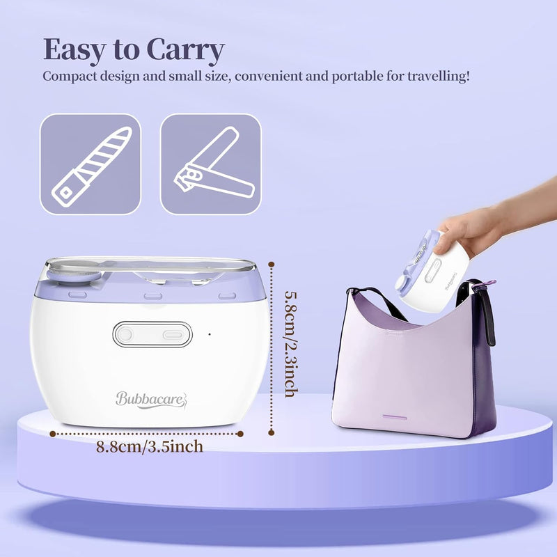 Electric 2-in-1 Nail Clipper & Polisher, 2-Speed Safe Fingernail Trimmer for All Ages, Rechargeable Automatic Nail Clipper with Light, Manicure Set for Baby Kids Seniors & Weak Hands Purple - BeesActive Australia