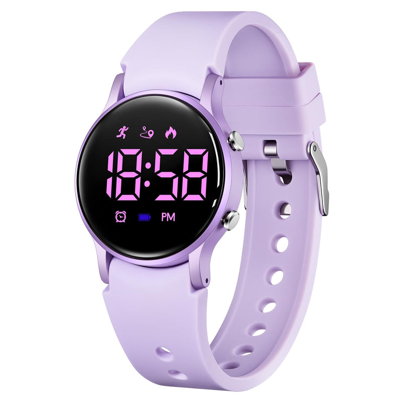 BEN NEVIS Kids Watch for Boys Girls Waterproof Digital Watch for Kids with Pedometer, Vibration Alarm Clock, Stopwatch, Calendar, No App for Ages 5-18 02-Purple - BeesActive Australia