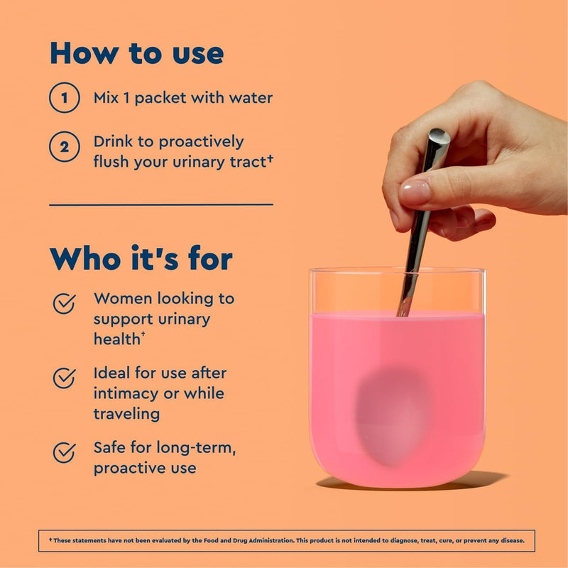 Uqora Flush, Urinary Tract Support, Pink Lemonade, 10 Packets | Urinary Tract Support* with D-Mannose, Vitamin C, B6, Potassium, Magnesium, and Calcium, Gluten-Free and Vegan 0.17 Ounce (Pack of 10)