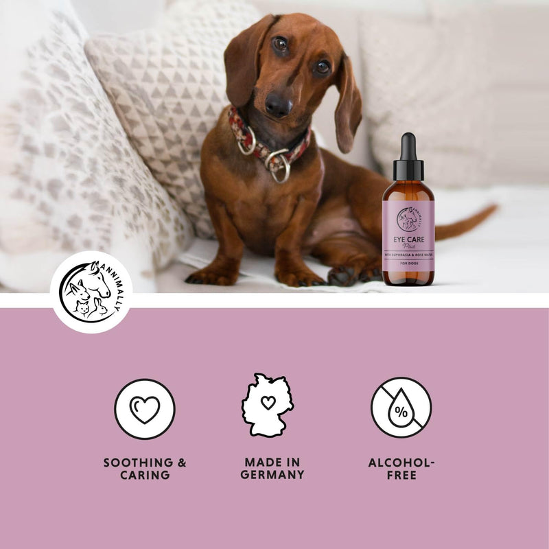 Annimally Eye Care Plus Eye Drops for Dogs & Cats 30 ml - With Euphrasia & Rose Water, For Cleaning the Eye Area, Made in Germany