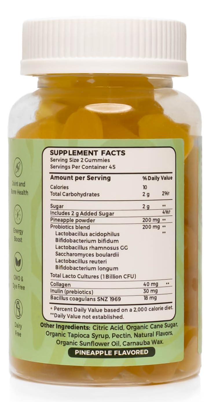 BRINGME Balance Pre & Probiotic Gummies – Pineapple, Collagen, Pre & Prebiotics for pH Balance, Gut & Skin Health, Digestive Wellness, and Natural Odor Control – Low Sugar, 90 Count