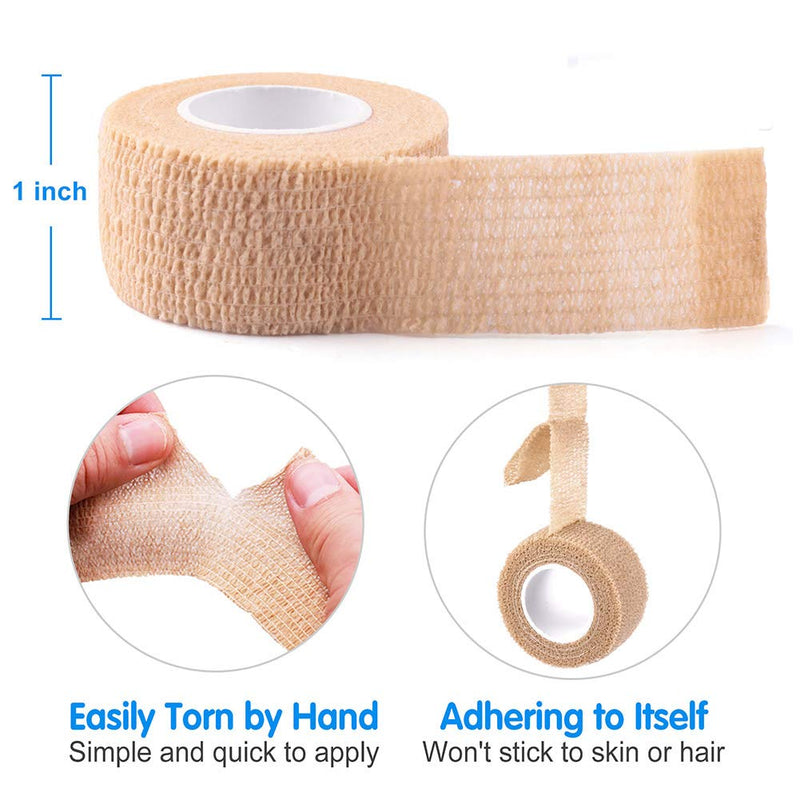 LotFancy Self Adhesive Tape, 30 Pack, 1 inch x 5 Yards, Self Adhesive Bandage Wrap, Elastic Stretch Cohesive Bandage, First Aid Medical Tape for Finger, Ankle, Knee & Wrist Sprains &Swelling 1x180 Inch (Pack of 30) - BeesActive Australia