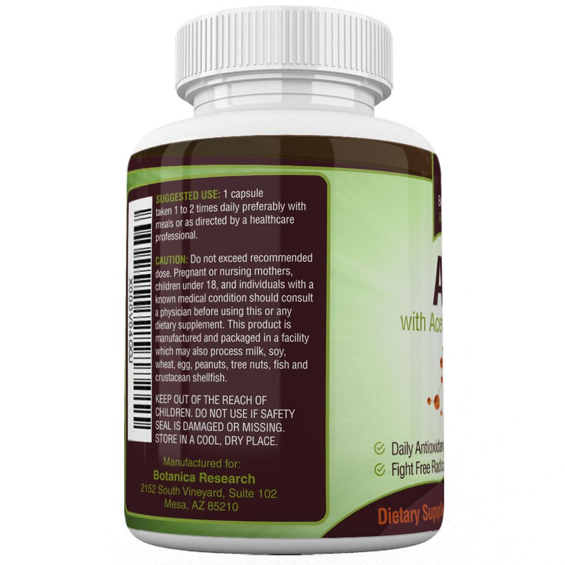 Alpha Lipoic Acid with Acetyl L Carnitine - ALA ALC Anti Aging Health & Wellness Formula to Support Nerve Health, Tingling Feet, Hands, Limbs 60 Vitamin Complex Capsules