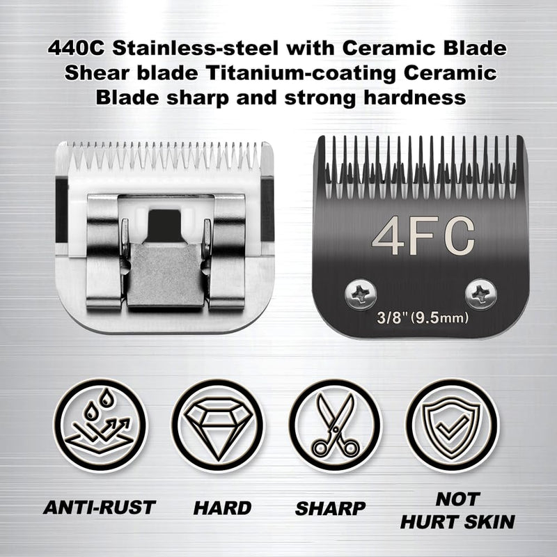 5FC Pet Dog Grooming Detachable Blades, Compatible with Andis Size-5FC Cut Length 1/4"(6.3mm), Most A5,KM Series Clippers,Made of Ceramic Blade (Black) 5FC 6.3mm - BeesActive Australia