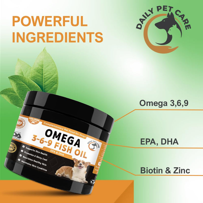 Omega 3 for Dogs UK - Salmon Oil Chews with EPA & DHA | Itchy Skin Relief & Allergy Support | Dog Skin & Coat Supplement | 100 Soft Chews