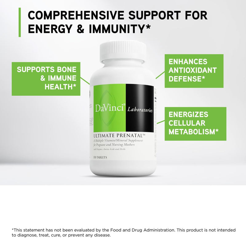 DaVinci Labs Ultimate Prenatal - Nutritional Supplement for Pregnant Women and Nursing Mothers to Support Healthy Pregnancy and Lactation* - With Vitamins, Minerals, Amino Acids and More - 150 Tablets