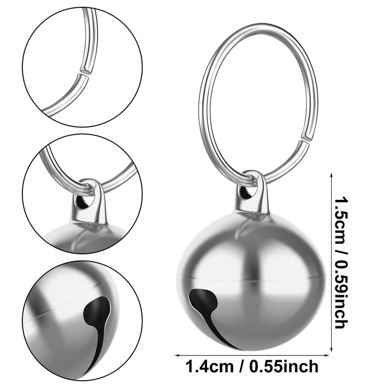 Molain Pack of 24 Cat Bells with Key Ring Dog Collar Bells Training Bells Collar Pendant Pet Accessories Festival Party DIY Small Bells Silver - BeesActive Australia