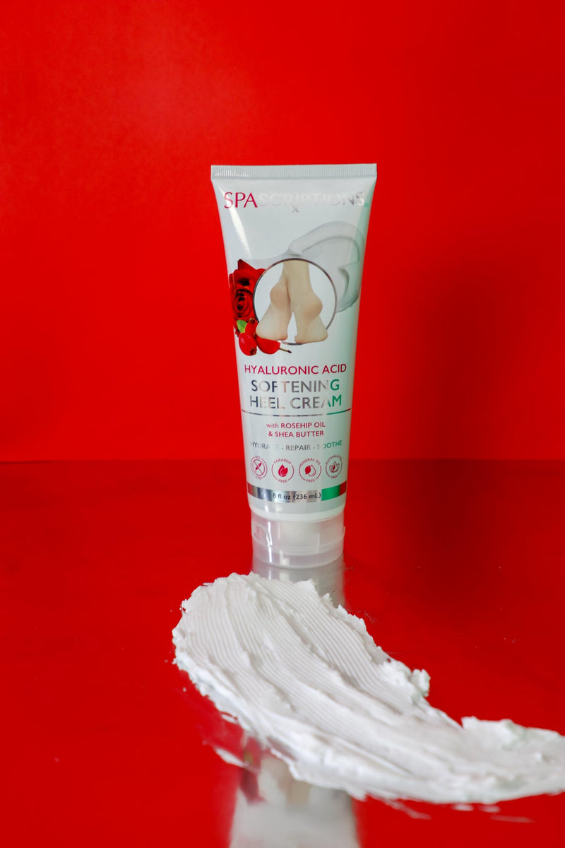 SpaScriptions Hyaluronic Acid Foot Cream For Dry Cracked Feet Repair – Softening Heel Moisturizer for Rough Dry Feet with Nourishing Rosehip Oil & Shea Butter, Paraben Free, 8 fl oz Daily Foot Care