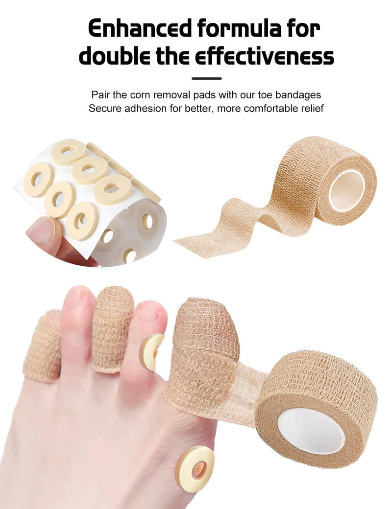 Broken Big Toe Little Toenail Protectors Women Men，Runners Big Toe Caps Covers Bandage，Toe Guards for Feet Sleeve，Toe Cushions for Pain Relief，Ingrown Toenail Treatment，Corn Removers for Toes 16 Rolls Toe wraps +90 Corn Pads Khaki