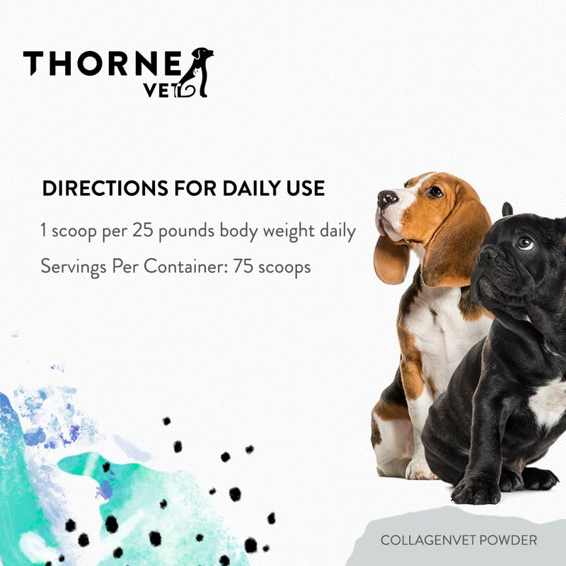 ThorneVet CollagenVET Collagen Powder for Pets - Bovine Collagen Peptide Joint Support Supplement for Healthy Joints, Muscles, Bones, Tendons and Skin - Highly Bioavailable and Digestible - 75 Scoops - PawsPlanet Australia