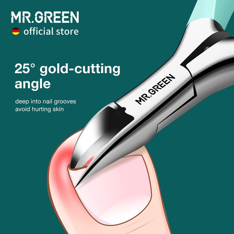 MR.GREEN Toenail Clippers Stainless Steel Ingrown Nail Cutter Thick and Hard Nails Pedicure Manicure Tools (Green+Nail Remover) Green+nail Remover - BeesActive Australia