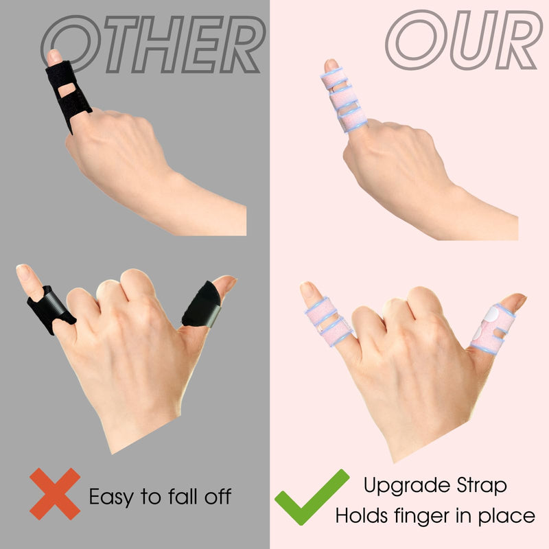 Trigger Finger Splint and Cold Gel Ice Pack Set, Thumb Ice Packs for Pain Relief, Finger Brace for Straightening/Arthritis, Fits Index/Middle/Ring Finger (Pink 2+2 Set) Pink