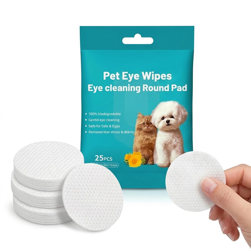 25 Pcs 100% Plastic-Free Biodegradable Pet Eye Wipes, Compostable Tear Stain Cleaning Wipes for Dogs and Cats - Gently Remove Eye Dirt, Secretions, Scabs & Tear Stains (25PCS) 25PCS