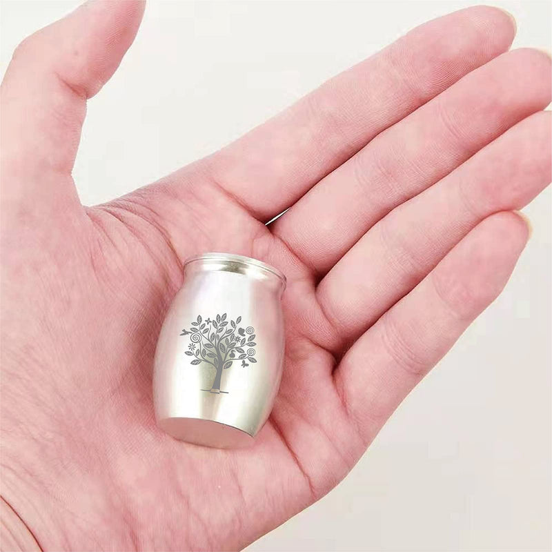 CREATCABIN Small Keepsake Urn Tree of Life Mini Urns for Ashes Miniature Funeral Container Glass Engraving Stainless Steel For People Family Friends Pet Memorial Silver 40x30mm Splitter Tree of Life - BeesActive Australia
