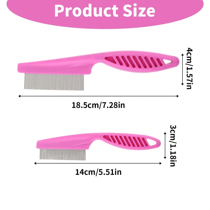 Pet Hair Comb Tear Stain Removal,2 Pack Multifunctional Pets Grooming Comb Kit 2 in 1 Dog Combs Stainless Grooming Massage Dual-Sided Comb for Knots Crust Floating Hair Tangle Fleas(Pink) Pink - BeesActive Australia