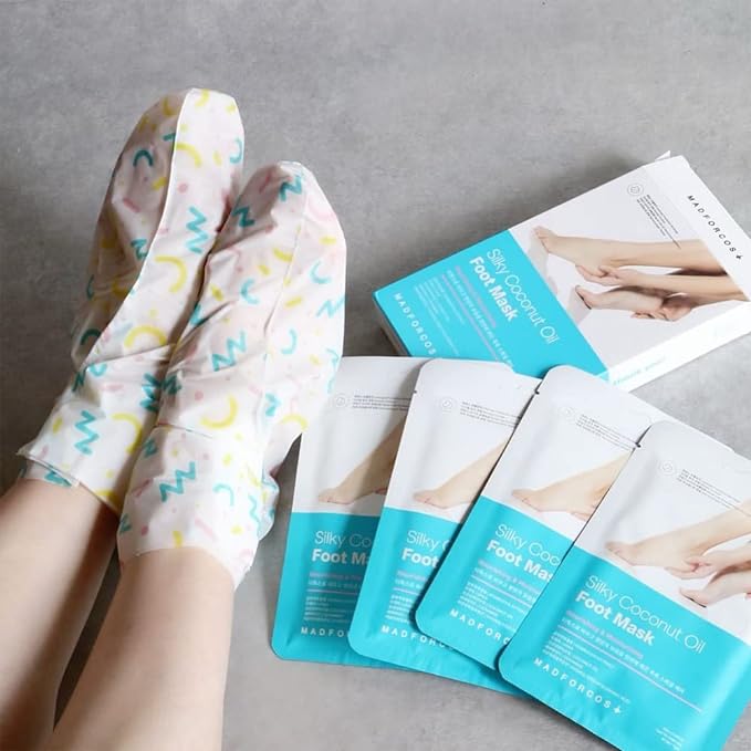MADFORCOS Silky Coconut Oil Foot Mask, 16 ml, 5 Pieces, Foot Mask, Foot Mask Pack, Footpack, Foot Pack, Moisturizer, Foot Care - BeesActive Australia