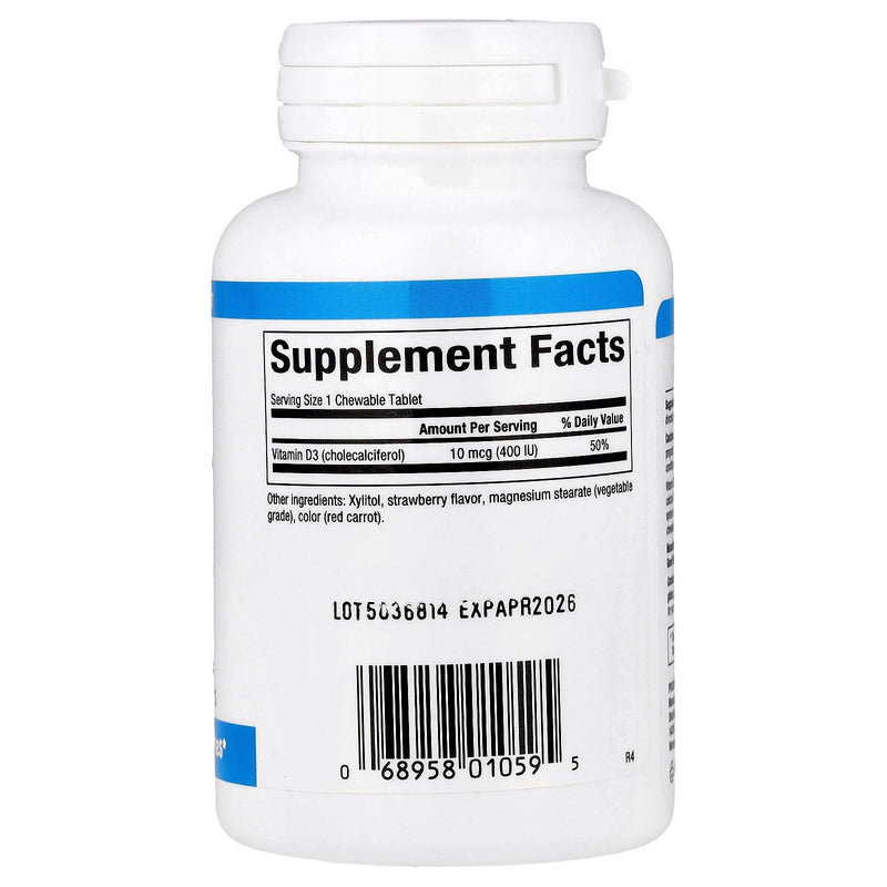 Natural Factors, Vitamin D3 400 IU, Supports Strong Bones, Teeth and Immune Function, 100 tablets (100 servings) Standard Packaging