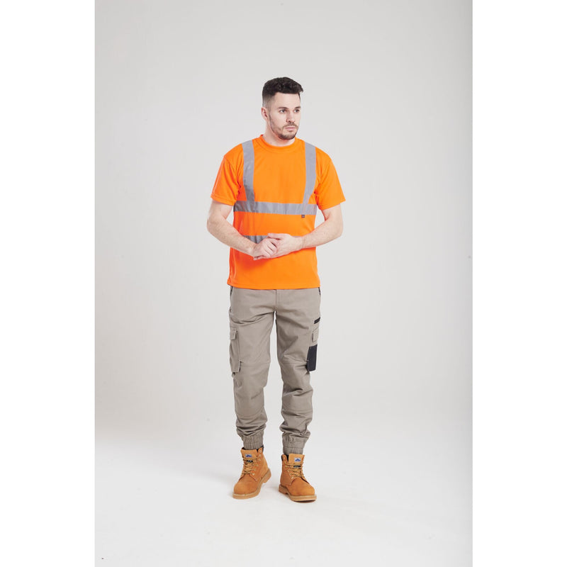 Portwest Hi-Vis T-Shirt RIS Viz Visibility Reflective Safety Work Wear Top ANSI 2, Large Orange