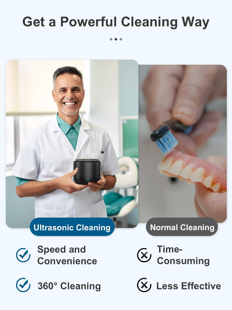 Ultrasonic Retainer Cleaner, 45kHz Retainer Cleaner Machine for Dentures, Mouth Guards, Aligners, Braces, Toothbrush Heads & Jewelry, 230ML Dental Cleaning Pod with 3 Modes & Digital Timer - BeesActive Australia
